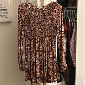 Leopard print long sleeve dress